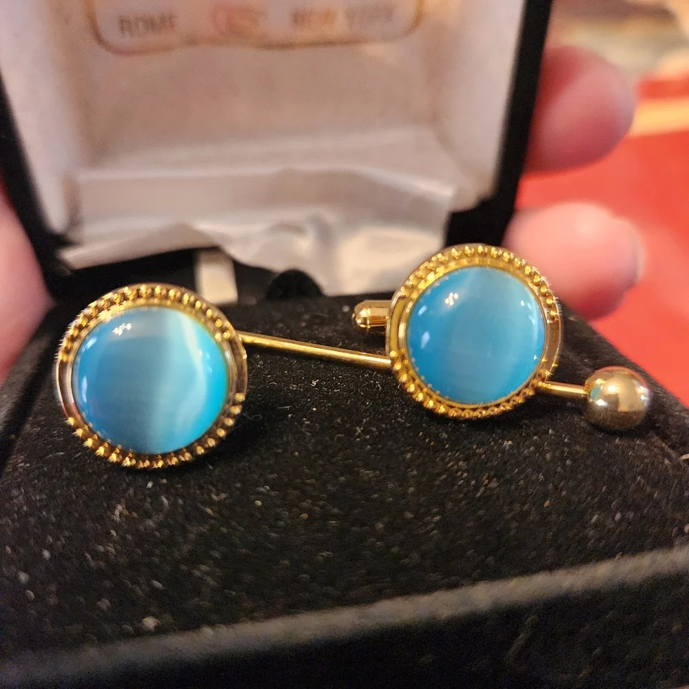 Rare Enrico Capucci Blue and Gold Cufflinks.